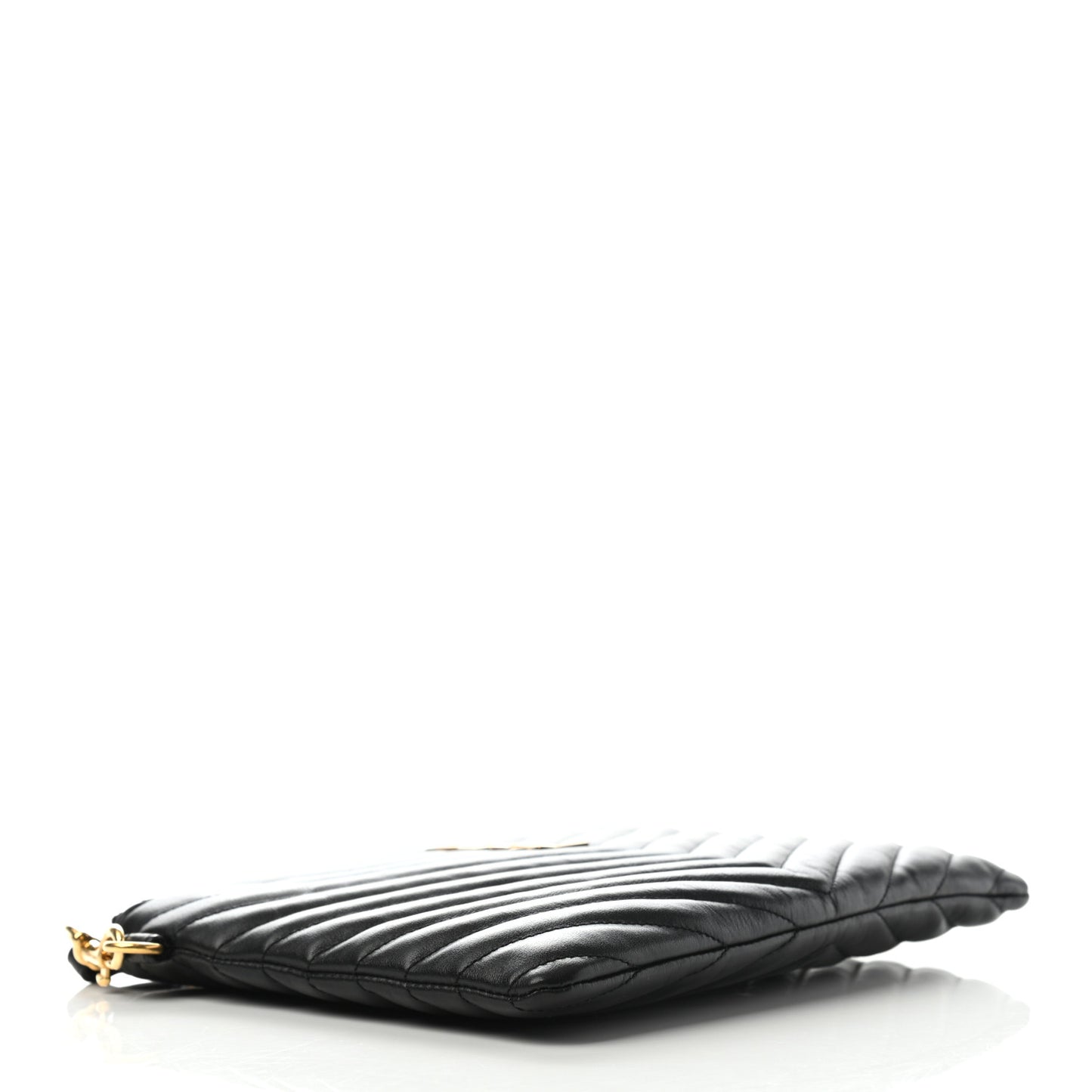 Calfskin Matelasse Chevron Monogram A5 Wristlet Black