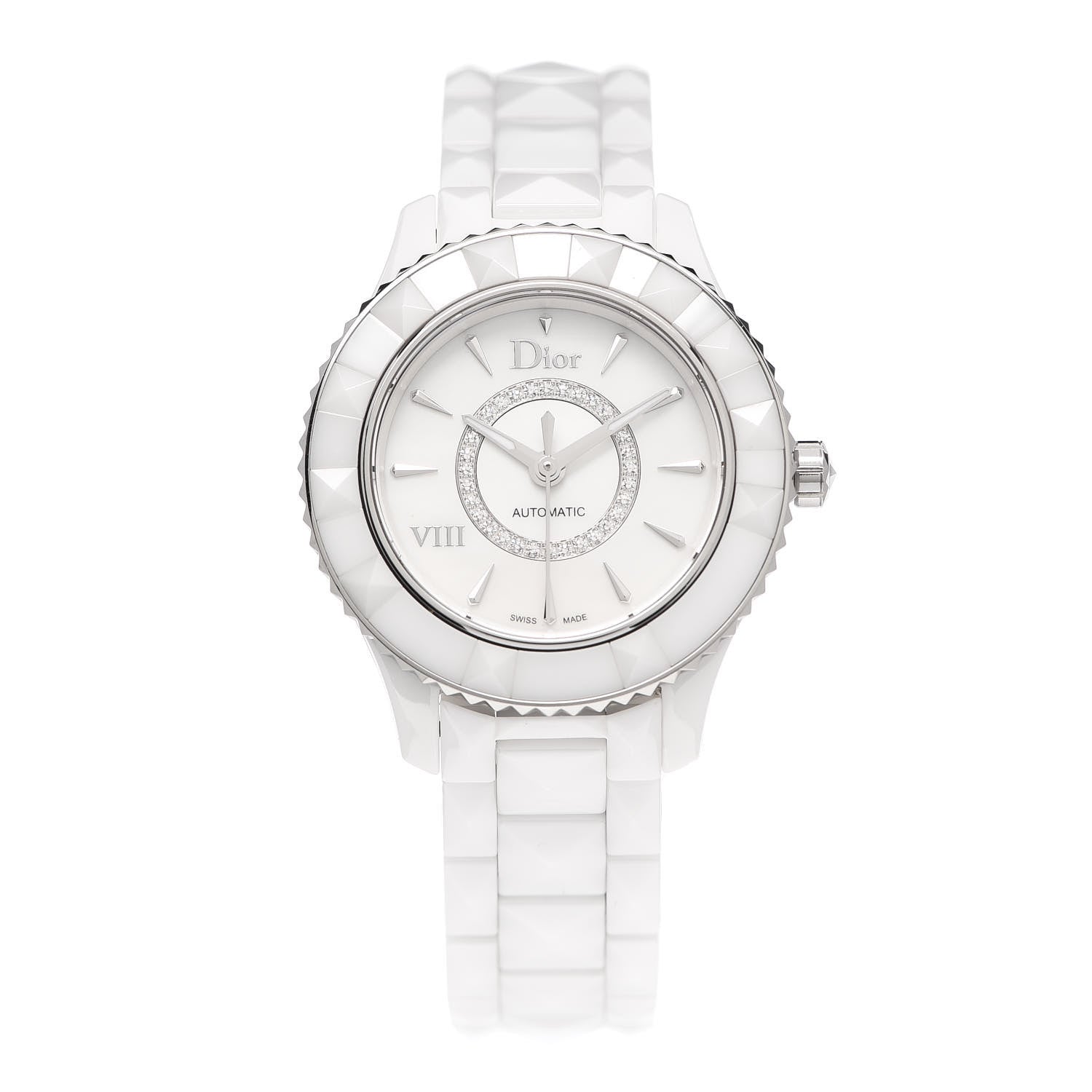 Christian Dior Stainless Steel Ceramic Diamond 33mm Dior VIII Automatic Watch White 1 of 5