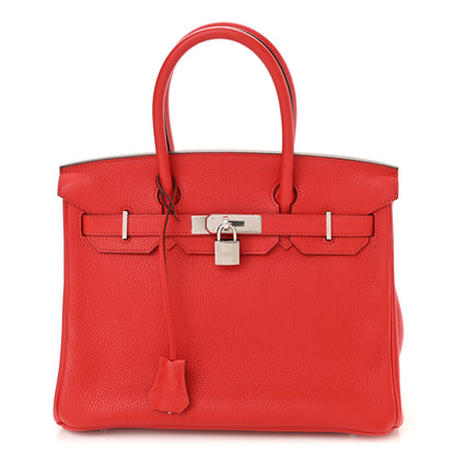Hermes Taurillon Clemence Birkin 30 Rouge Tomate 1 of 12