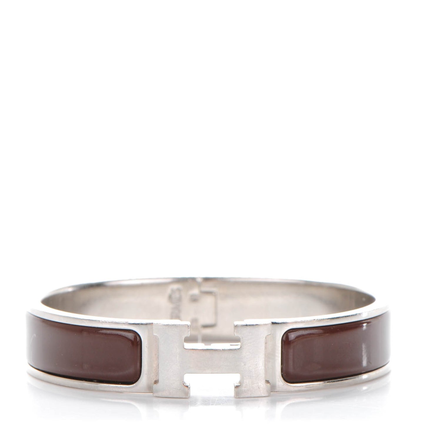 Enamel Narrow Clic Clac H Bracelet PM Chocolate