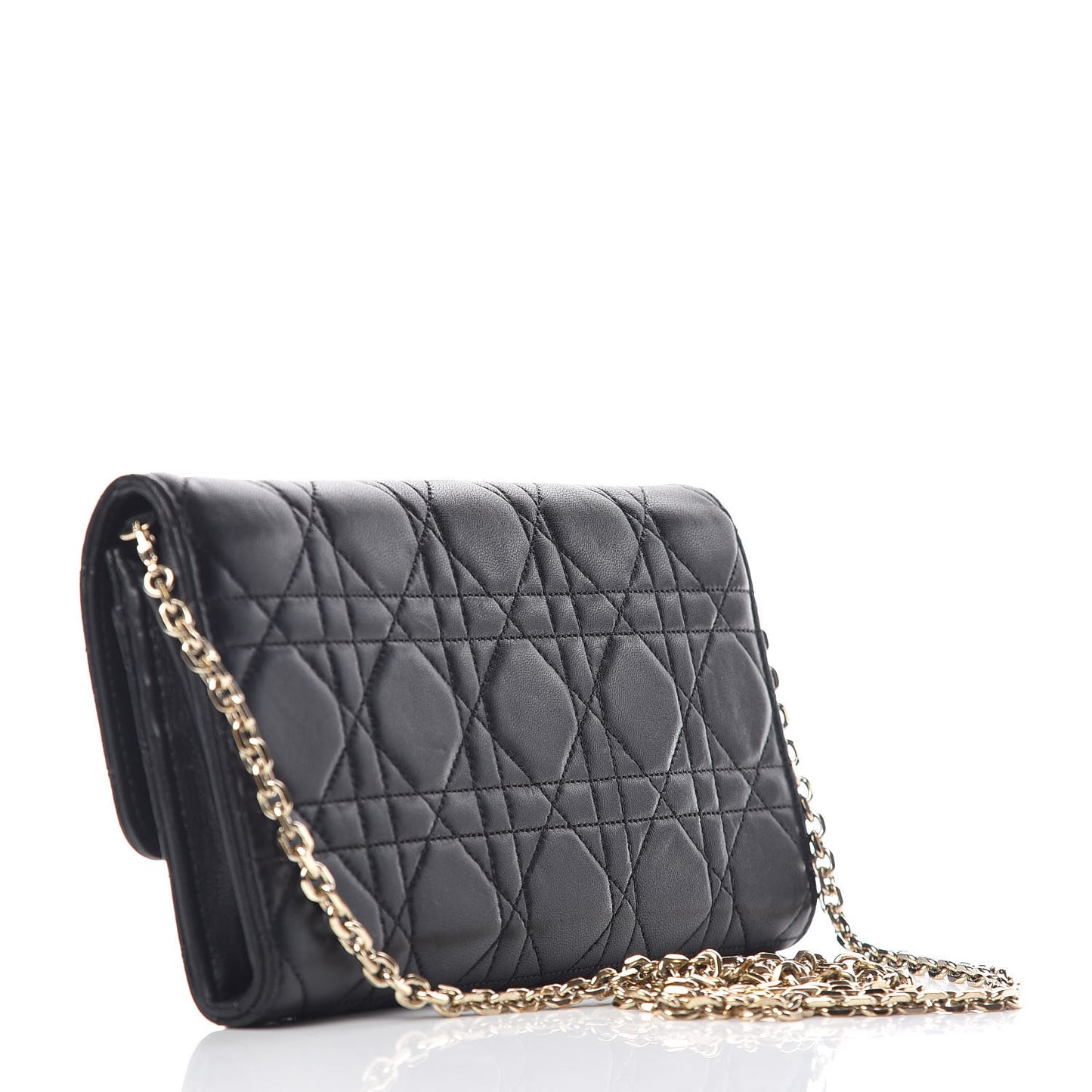 Lambskin Cannage Miss Dior Chain Wallet Black