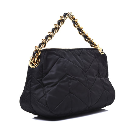 Prada Tessuto Nylon Chevron Quilted Shoulder Bag Black 3 of 8