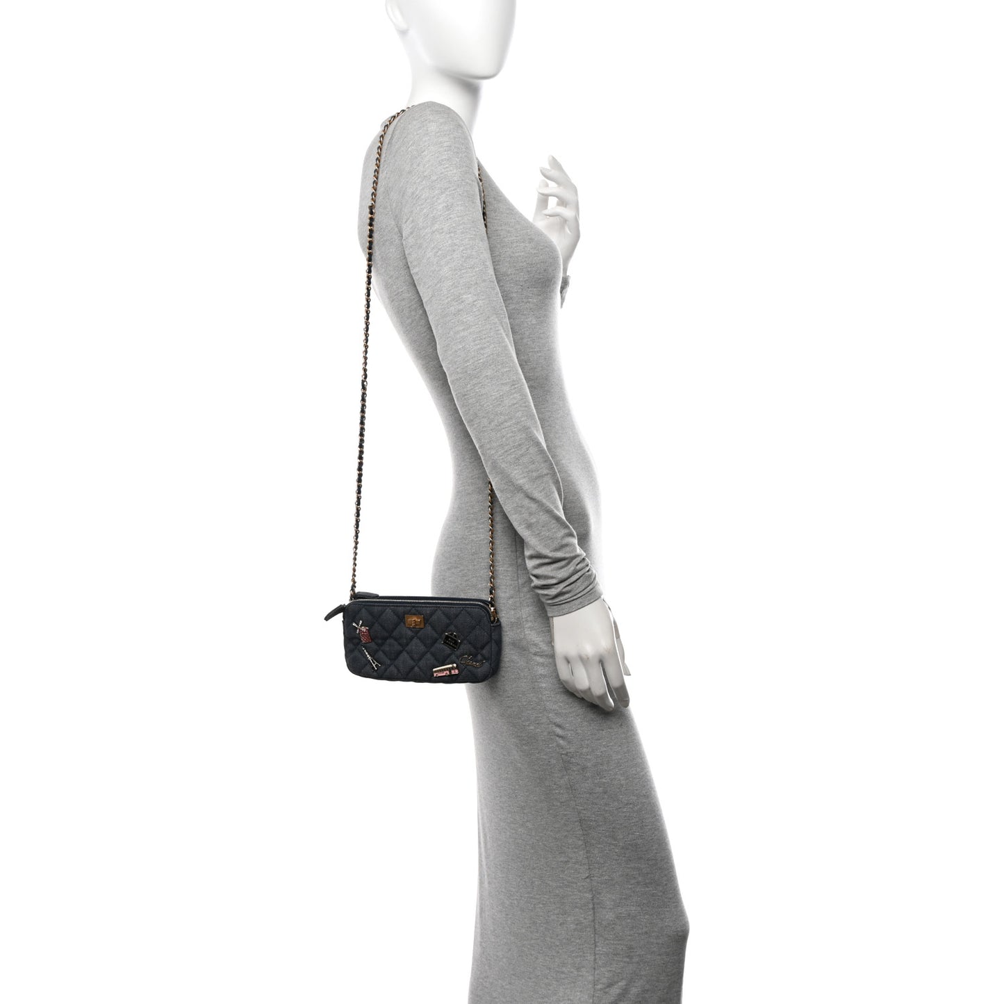 Denim Lucky Charms 2.55 Reissue Small Clutch With Chain Blue
