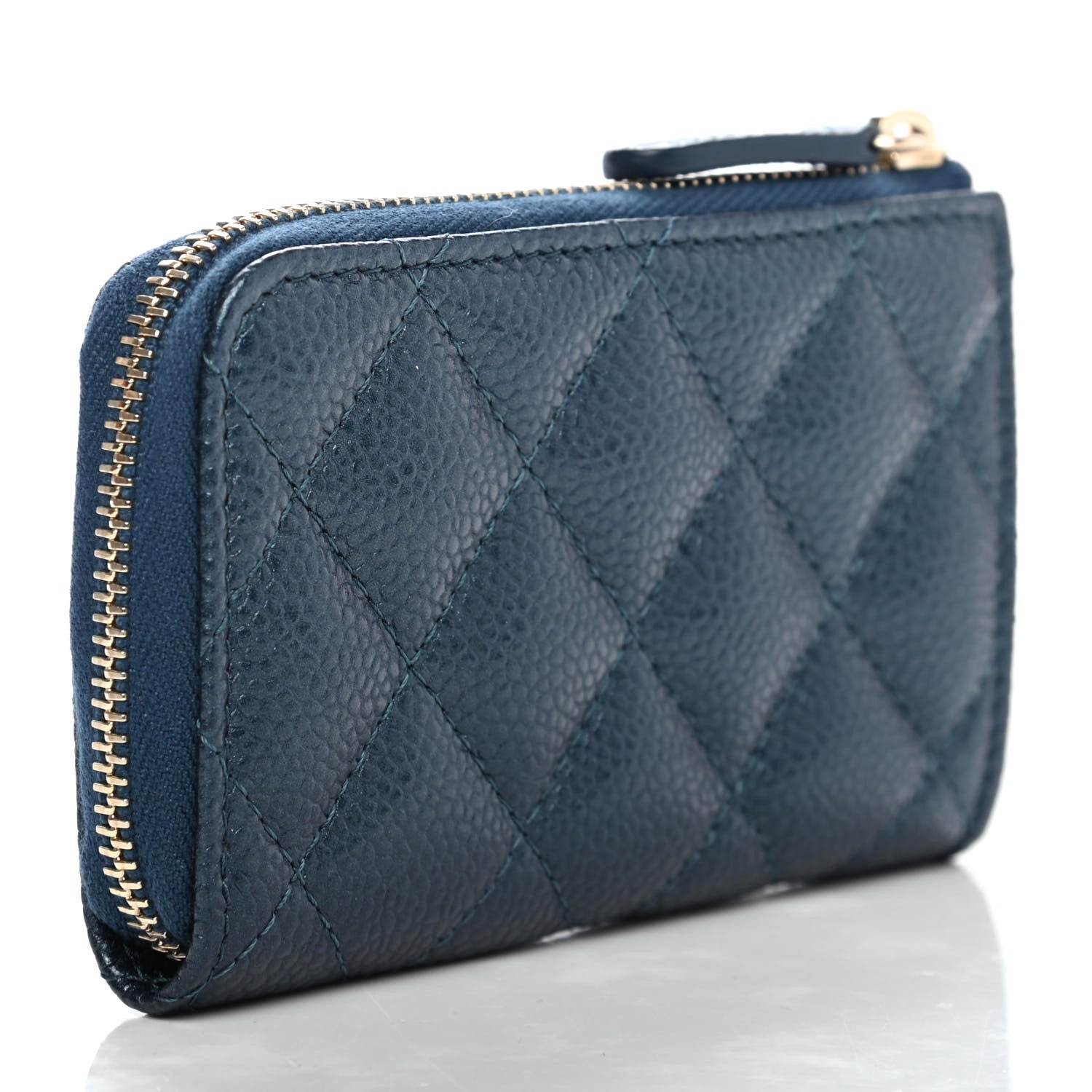 Chanel Iridescent Caviar Quilted Zipped Key Holder Case Dark Blue 2 of 4