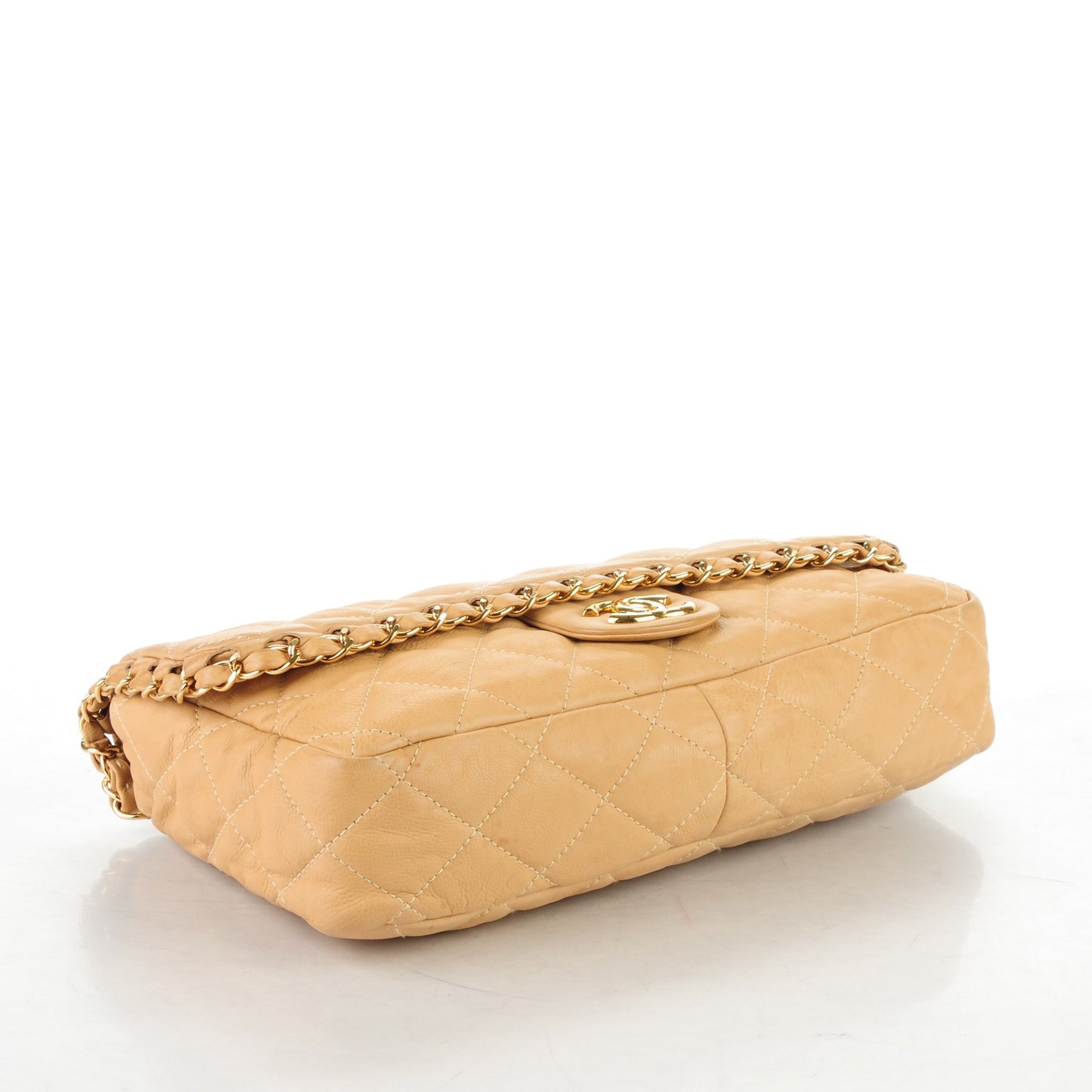 Calfskin Quilted Medium Chain Me Flap Beige