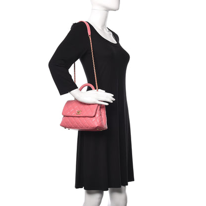Chanel Caviar Lizard Quilted Mini Coco Handle Flap Pink 2 of 10