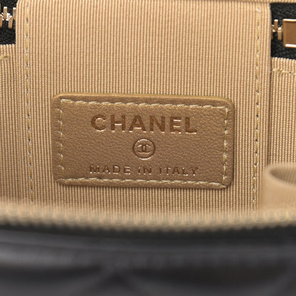 Chanel Lambskin Quilted Mini Pearl Crush Vanity Case With Chain Black 6 of 11