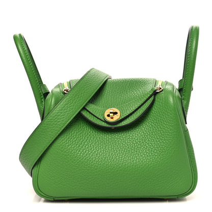 Hermes Taurillon Clemence Mini Lindy 20 Vert Yucca 1 of 10