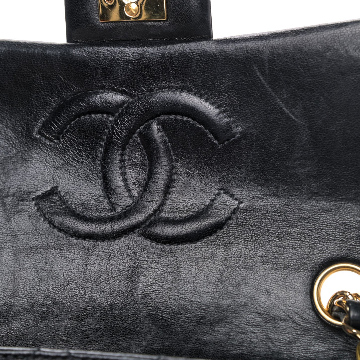 Lambskin Quilted Mini Square Flap Black