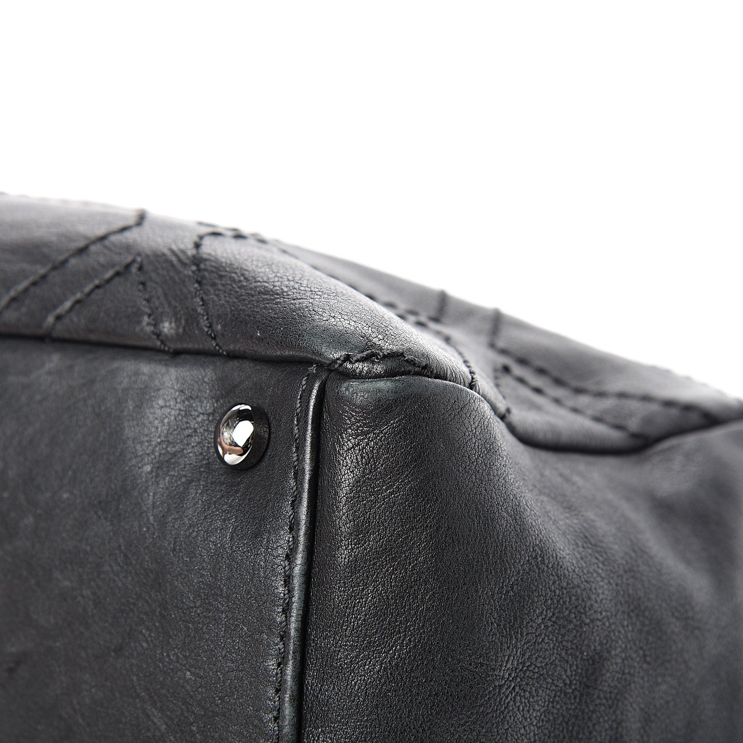 Calfskin Large Diamond Stitch Tote Black
