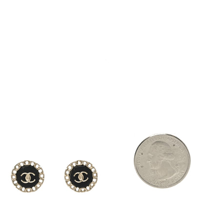 Chanel CC Chain Earrings Golden Black 2 of 4