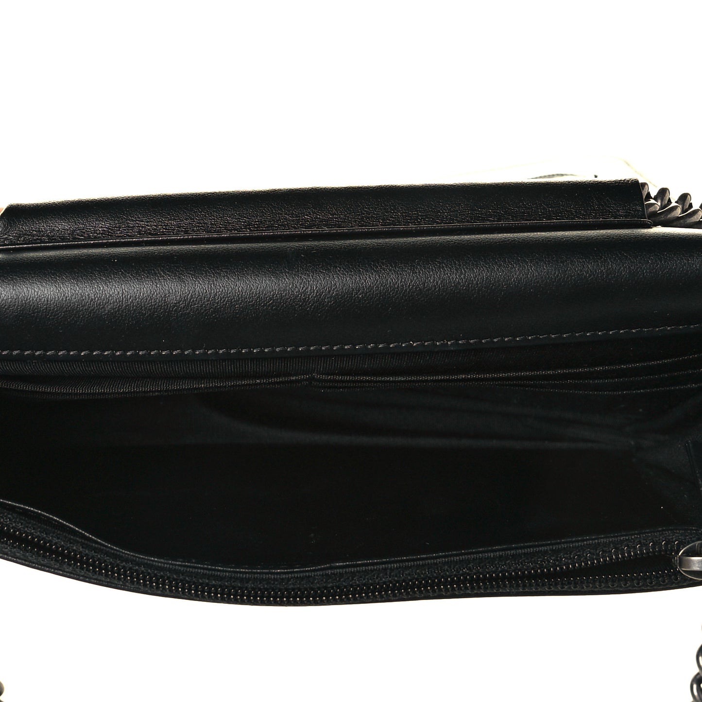 Calfskin Crystal Studded Quilted Boy Wallet On Chain WOC Black