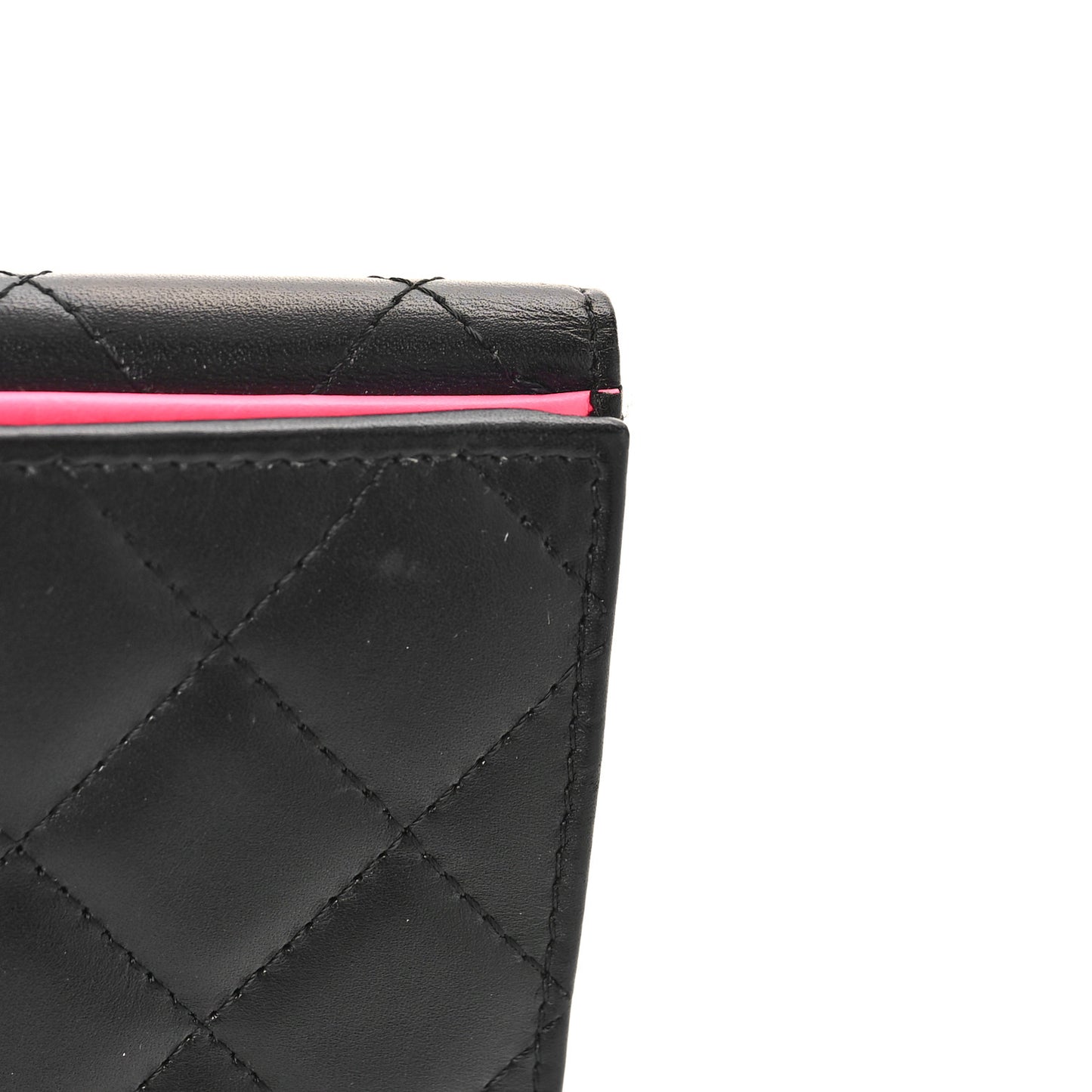 Calfskin Quilted Cambon Long Double Wallet Black