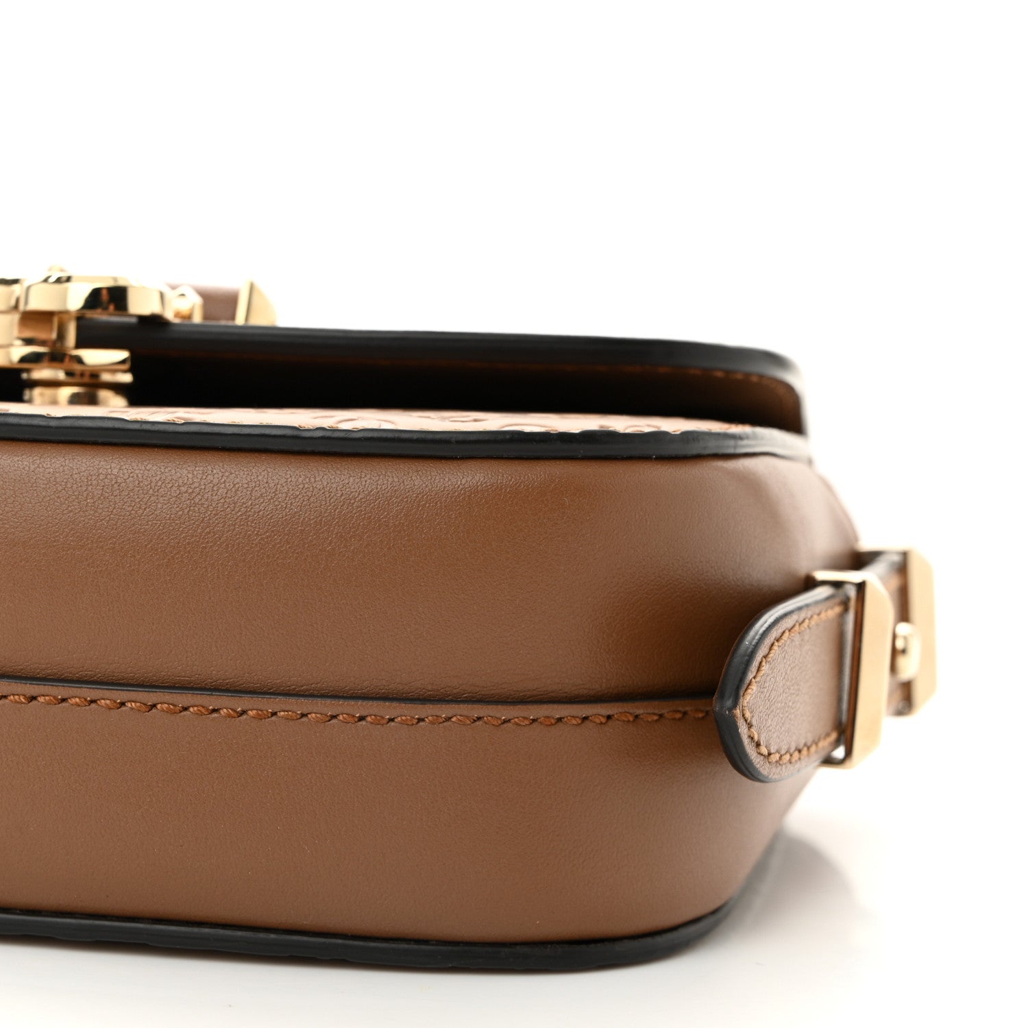Jimmy Choo Calfskin Small Varenne Logo Embossed Shoulder Bag Brown 9 of 10