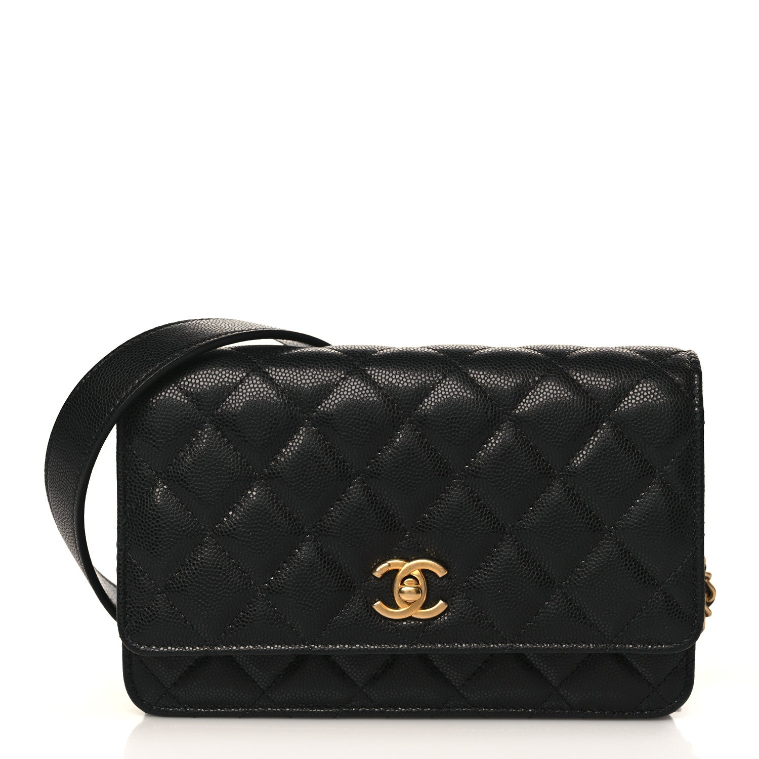 Chanel Caviar Quilted Twist Your Buttons Wallet On Chain WOC Black 1 of 9