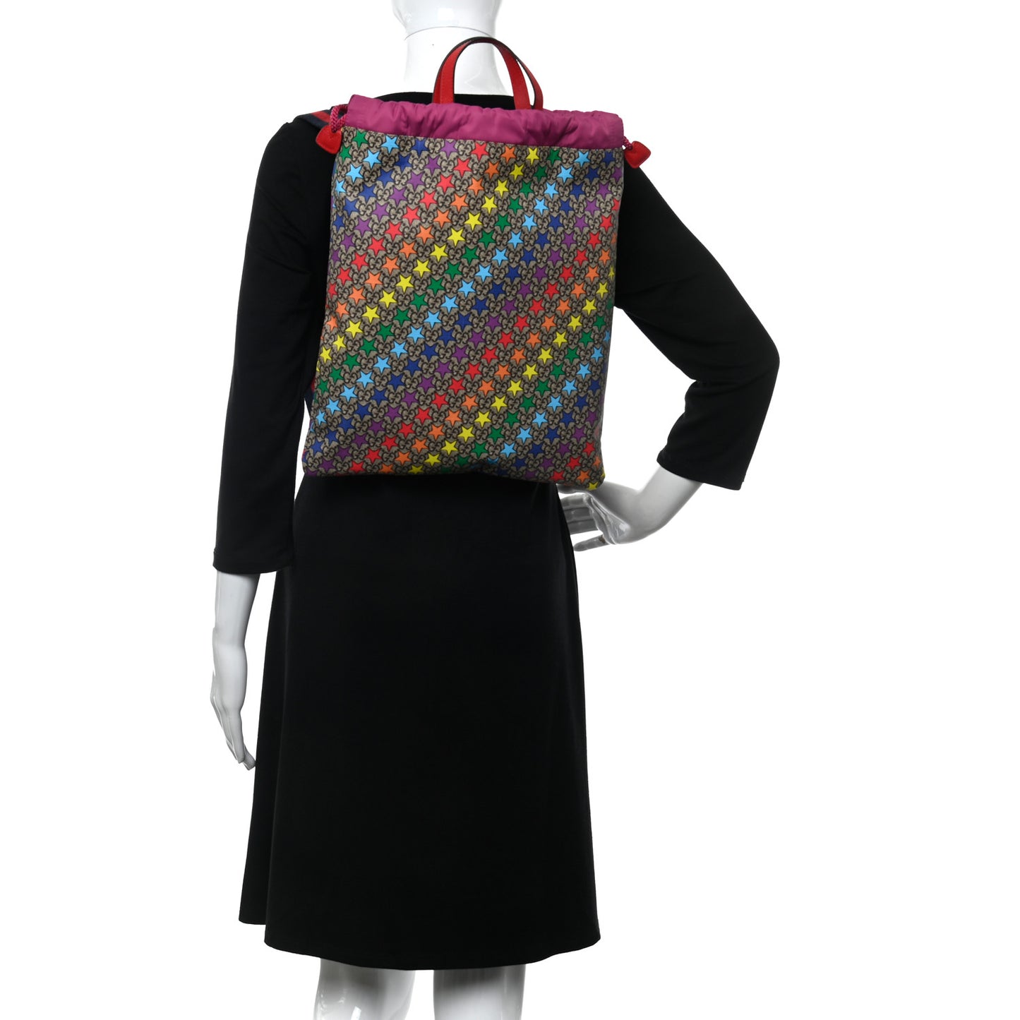 Soft GG Supreme Monogram Star Print Childrens Drawstring Backpack Multicolor