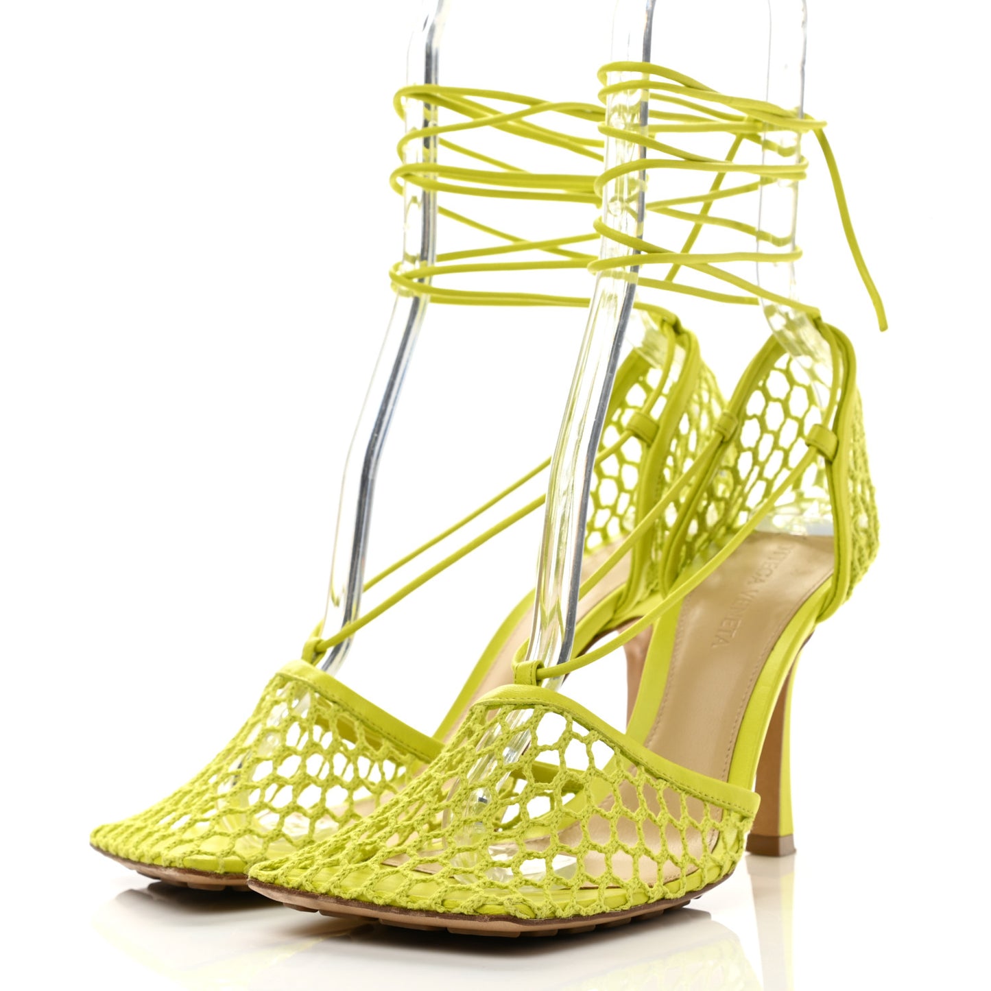 Mesh Nappa Stretch Ankle Tie Sandals 37 Kiwi