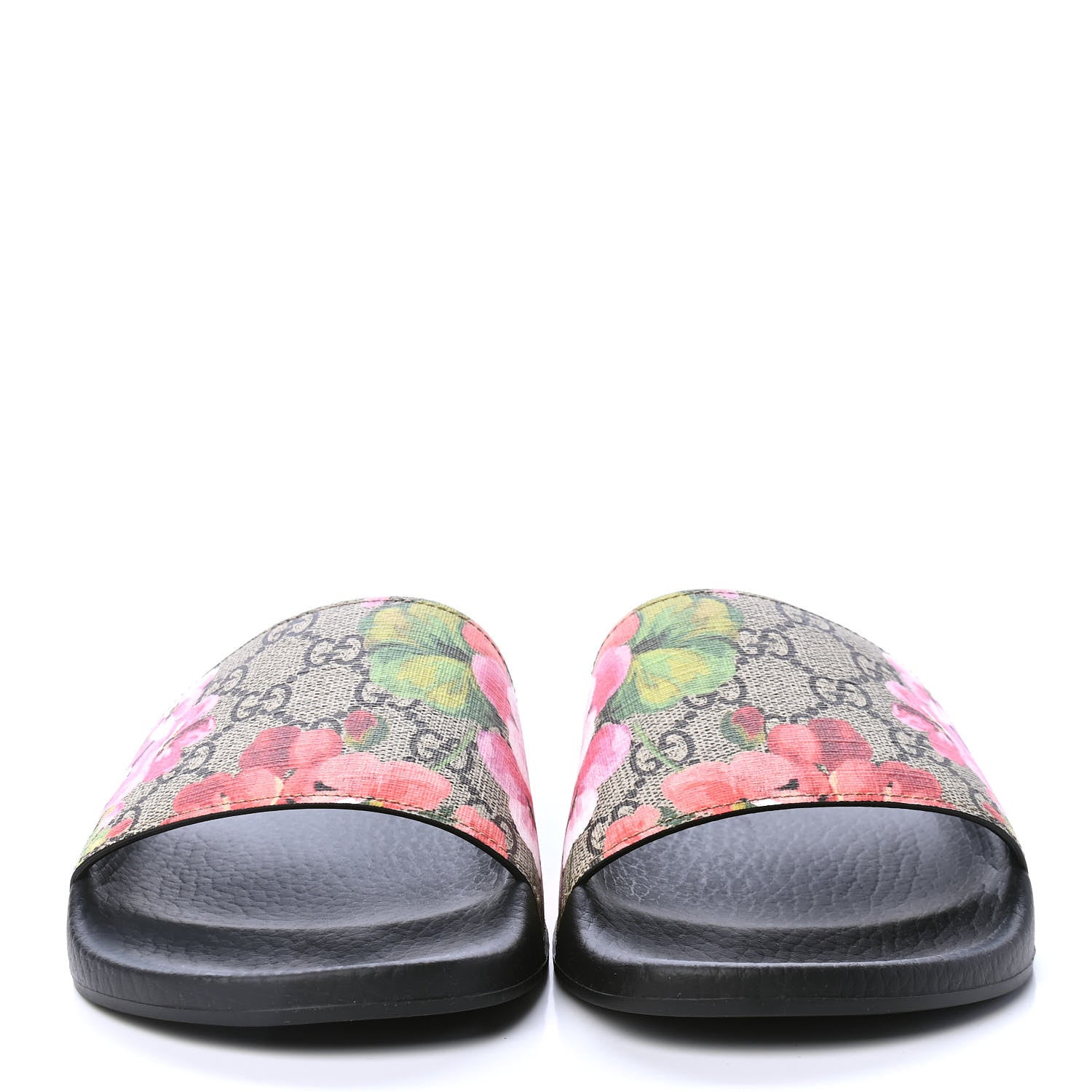 Gucci GG Supreme Monogram Blooms Slide Sandals 39 Beige Multicolor 2 of 4