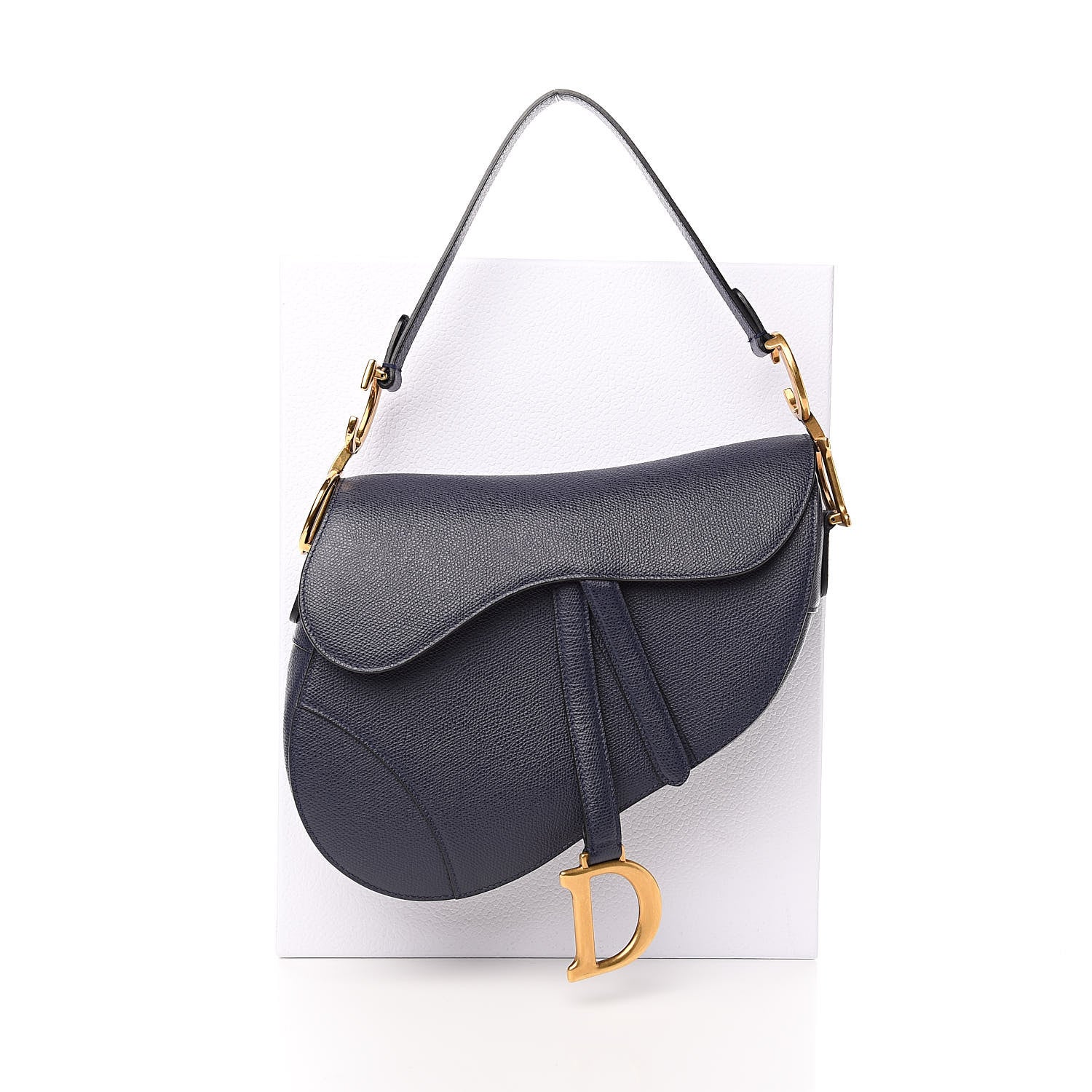 Christian Dior Grained Calfskin Saddle Bag Navy 11 of 11