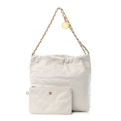 Chanel Shiny Calfskin Quilted Small Chanel 22 White 1 of 11