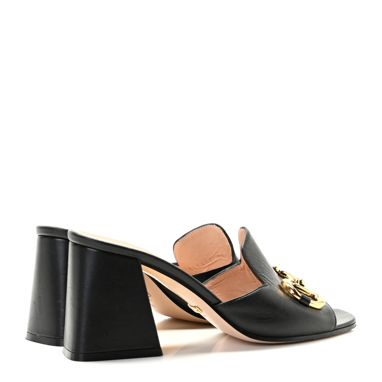 Nappa Horsebit 75mm Slide Sandals 36 Black