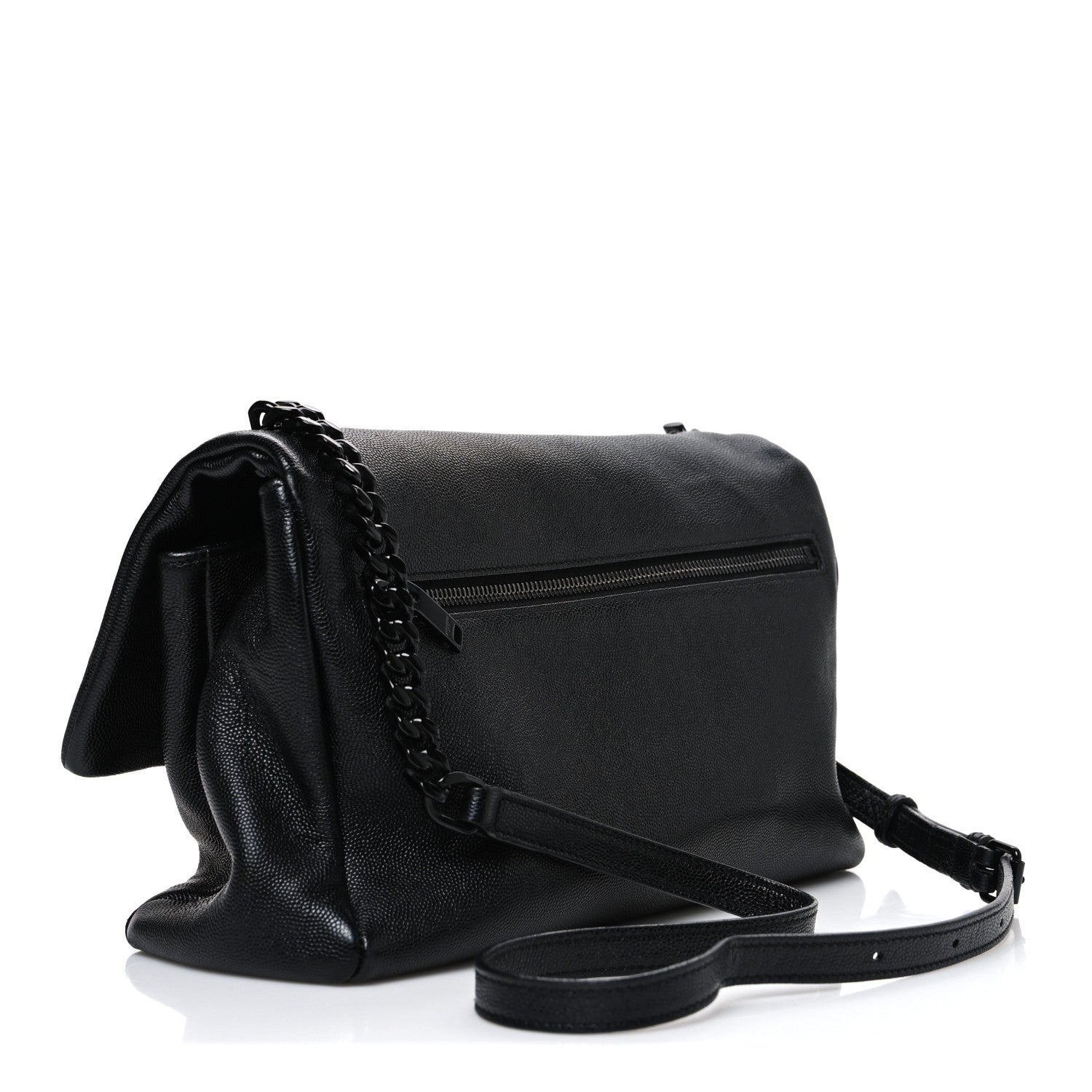 Saint Laurent Grain De Poudre Medium West Hollywood Monogram Fold-Over Black 3 of 10