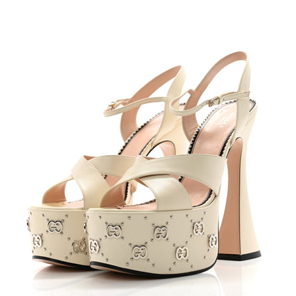 Gucci Malaga Kid Interlocking G Studs 155mm Platform Sandals 40 Mystic White 3 of 10