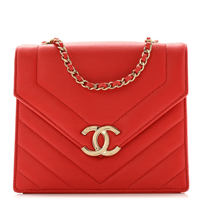 Chanel Calfskin Quilted Chevron Small Envelope Flap Red 1 of 12