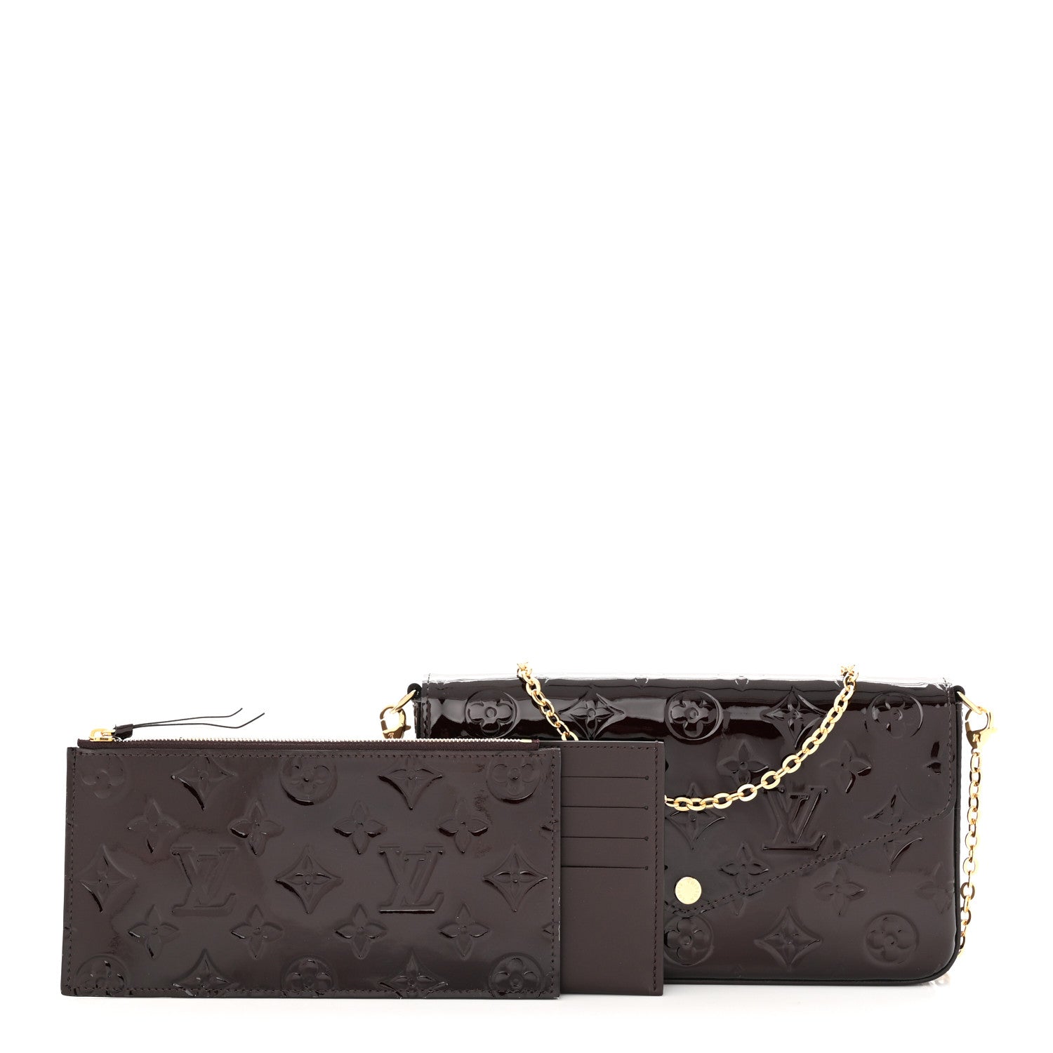 Louis Vuitton Vernis Pochette Felicie Chain Wallet Amarante 1 of 10