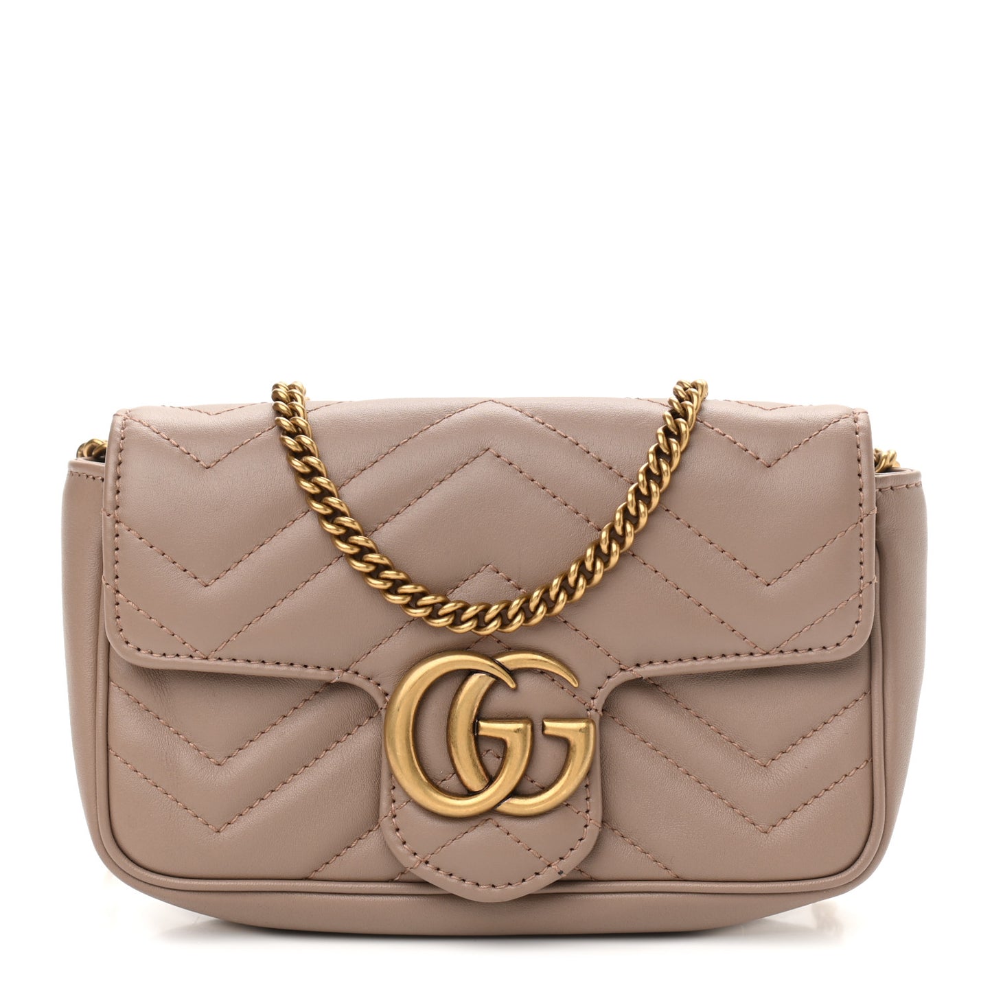 Calfskin Matelasse Super Mini GG Marmont Shoulder Bag Porcelain Rose