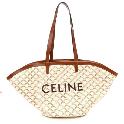 Celine Calfskin Canvas Triomphe Large Couffin White 1 of 9