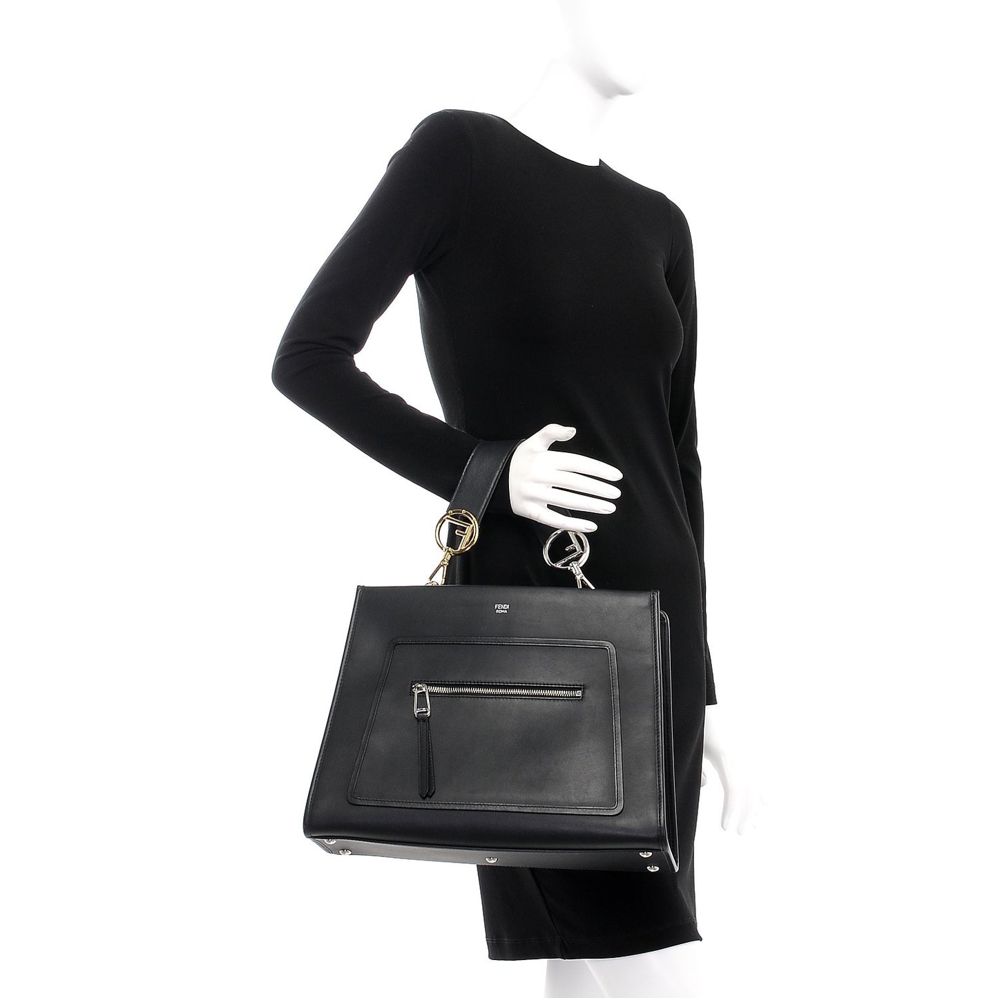 Vitello Century Opaco F is Fendi Regular Runaway Satchel Black