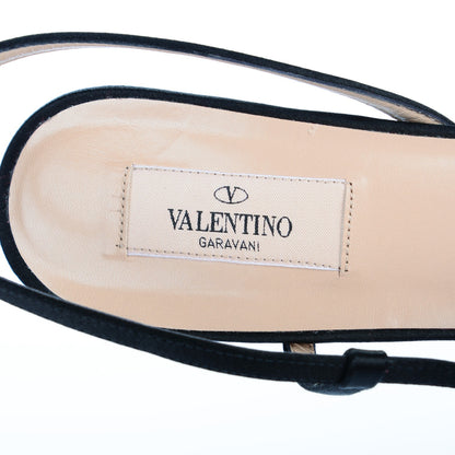 Valentino Garavani Satin PVC Bow Slingback Sandals 41 Black 7 of 8