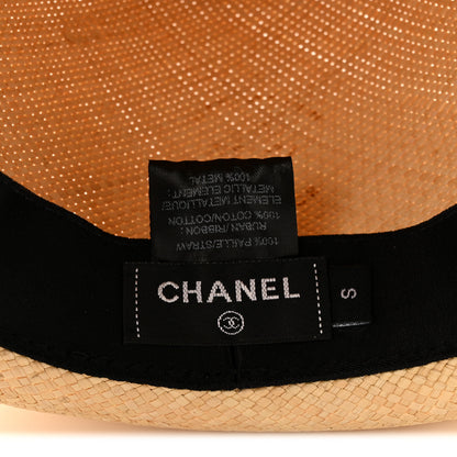 Chanel Straw CC Fedora Hat S Beige 8 of 9