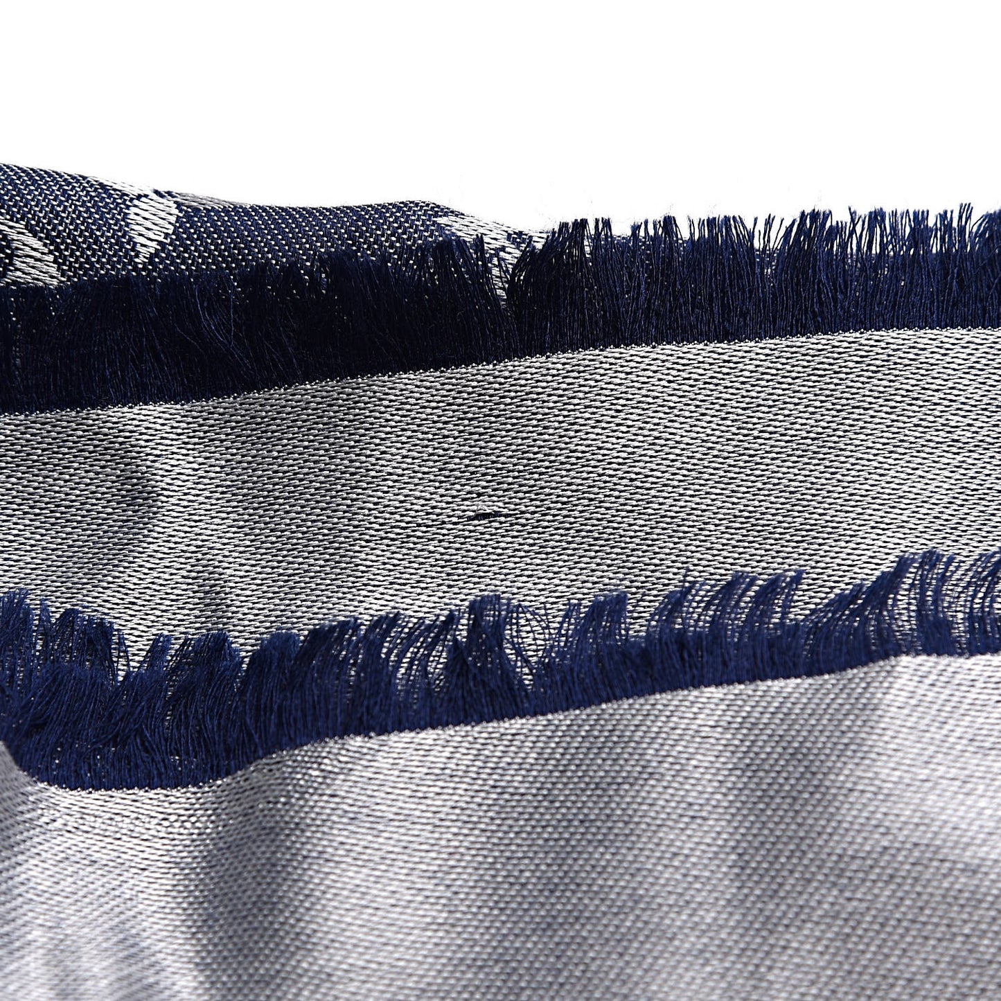 Silk Wool Monogram Denim Shawl Blue