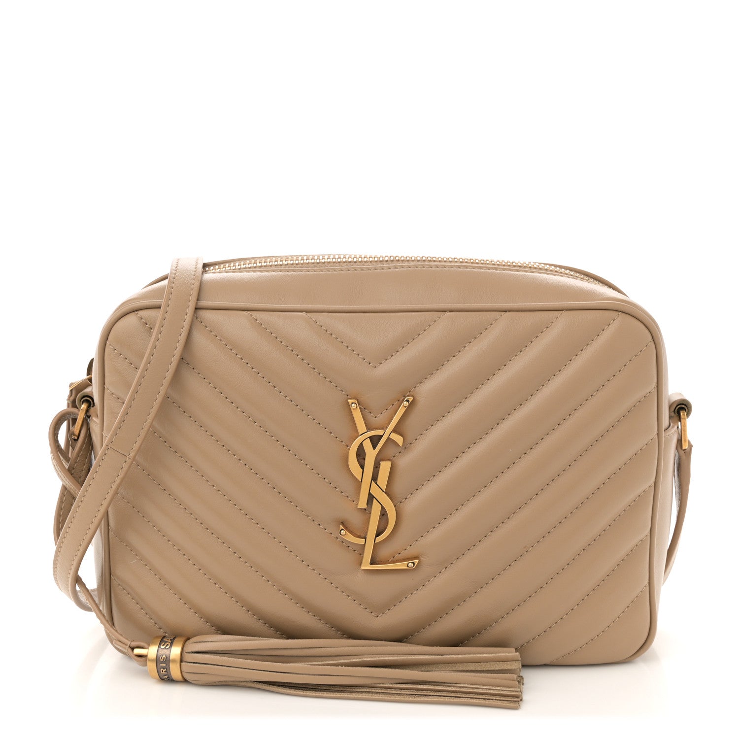 Saint Laurent Calfskin Matelasse Monogram Lou Camera Bag Dark Beige 1 of 11