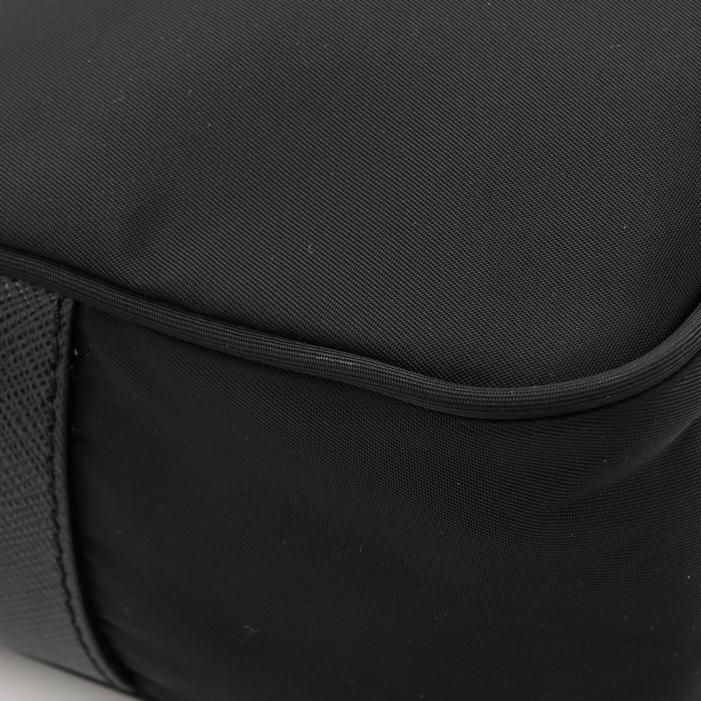 Re-Nylon Vela Saffiano Pocket Double Zip Shoulder Bag Black