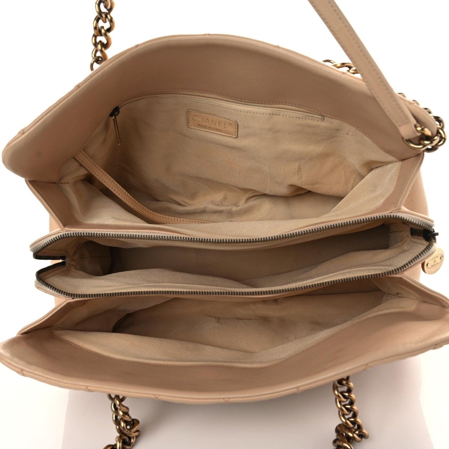 Chanel Calfskin Quilted Small CrownTote Beige 4 of 14