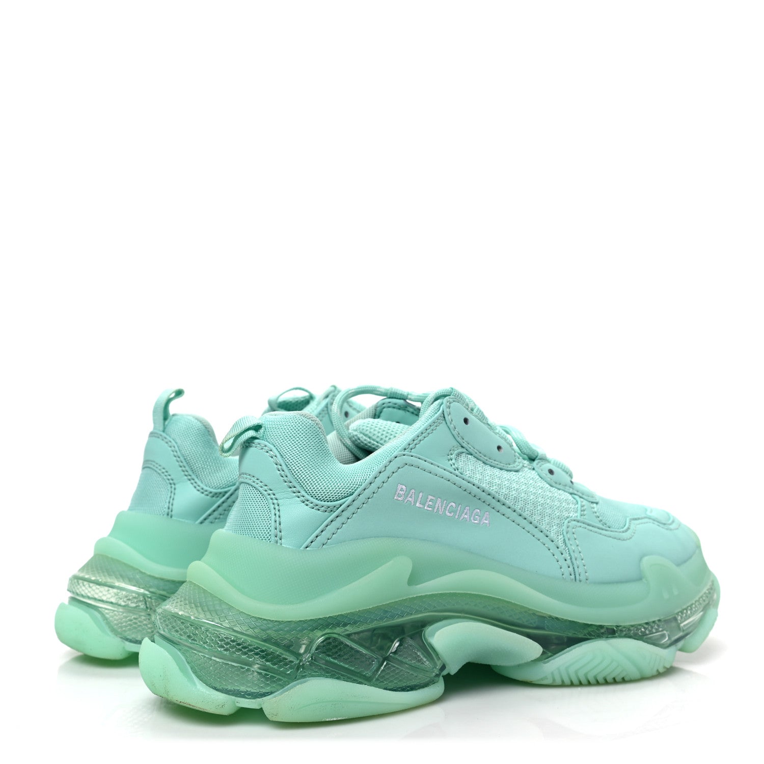 Balenciaga Fabric Mesh Clear Sole Womens Triple S Sneakers 39 Mint 4 of 6