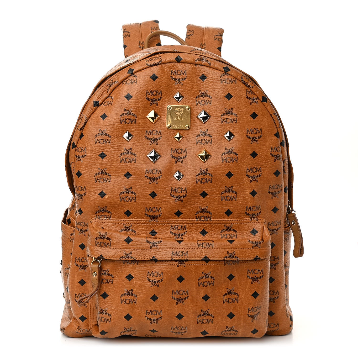 MCM Visetos Medium Stud Stark Backpack Cognac 1 of 14