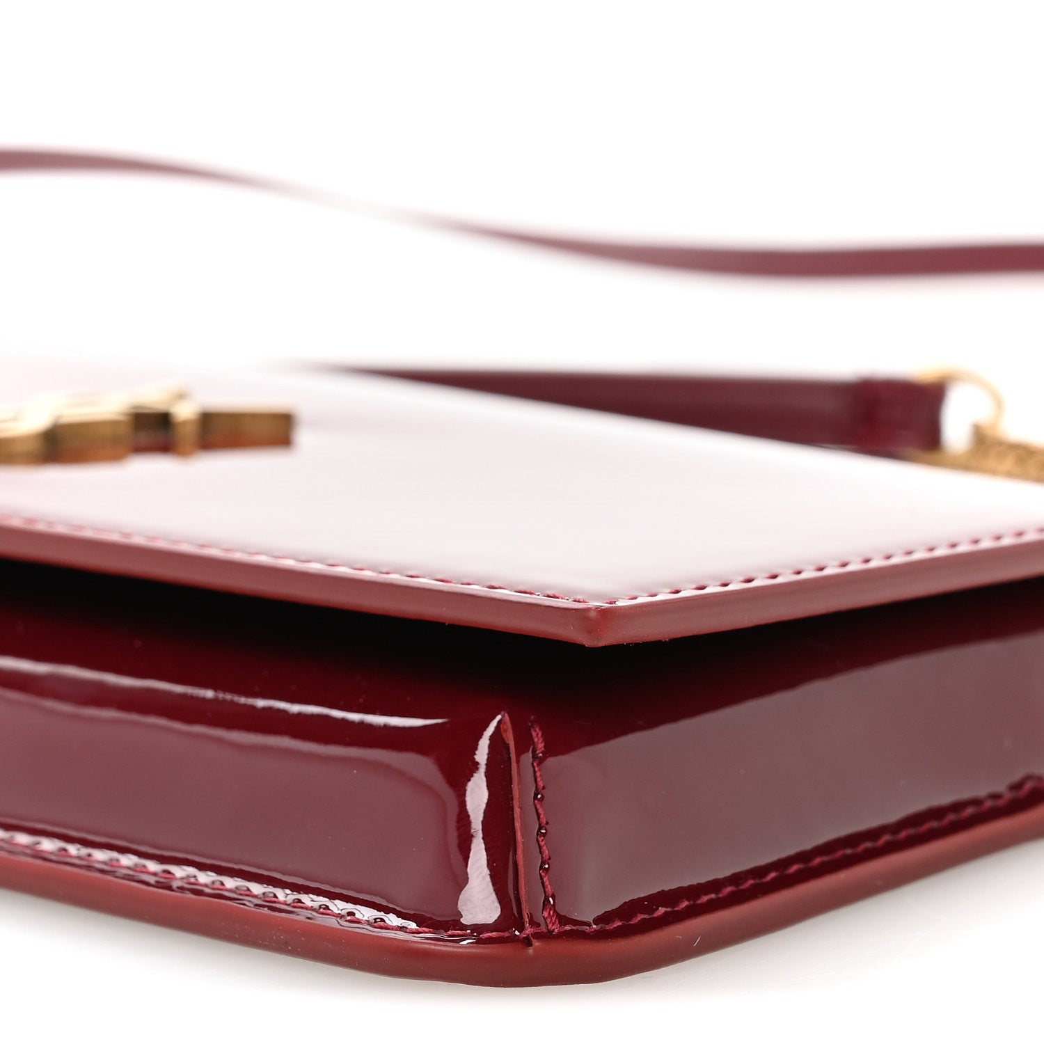 Saint Laurent Patent Monogram Phone Holder Crossbody Chataigne 10 of 10