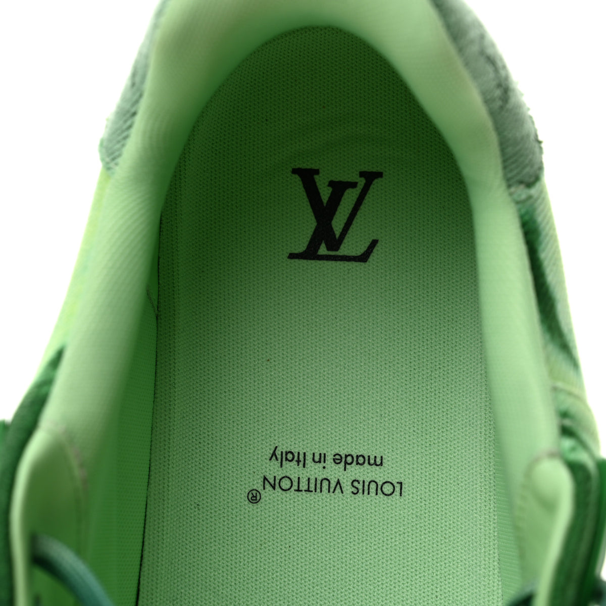 Monogram Denim Mens LV Trainer Sneakers 10 Green