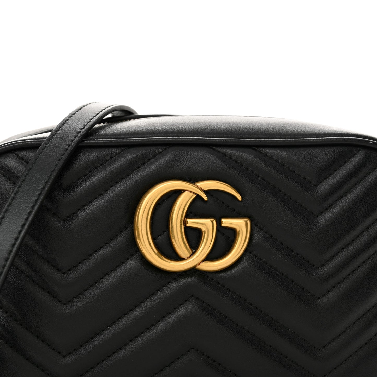 Calfskin Matelasse Small GG Marmont Chain Shoulder Bag Black