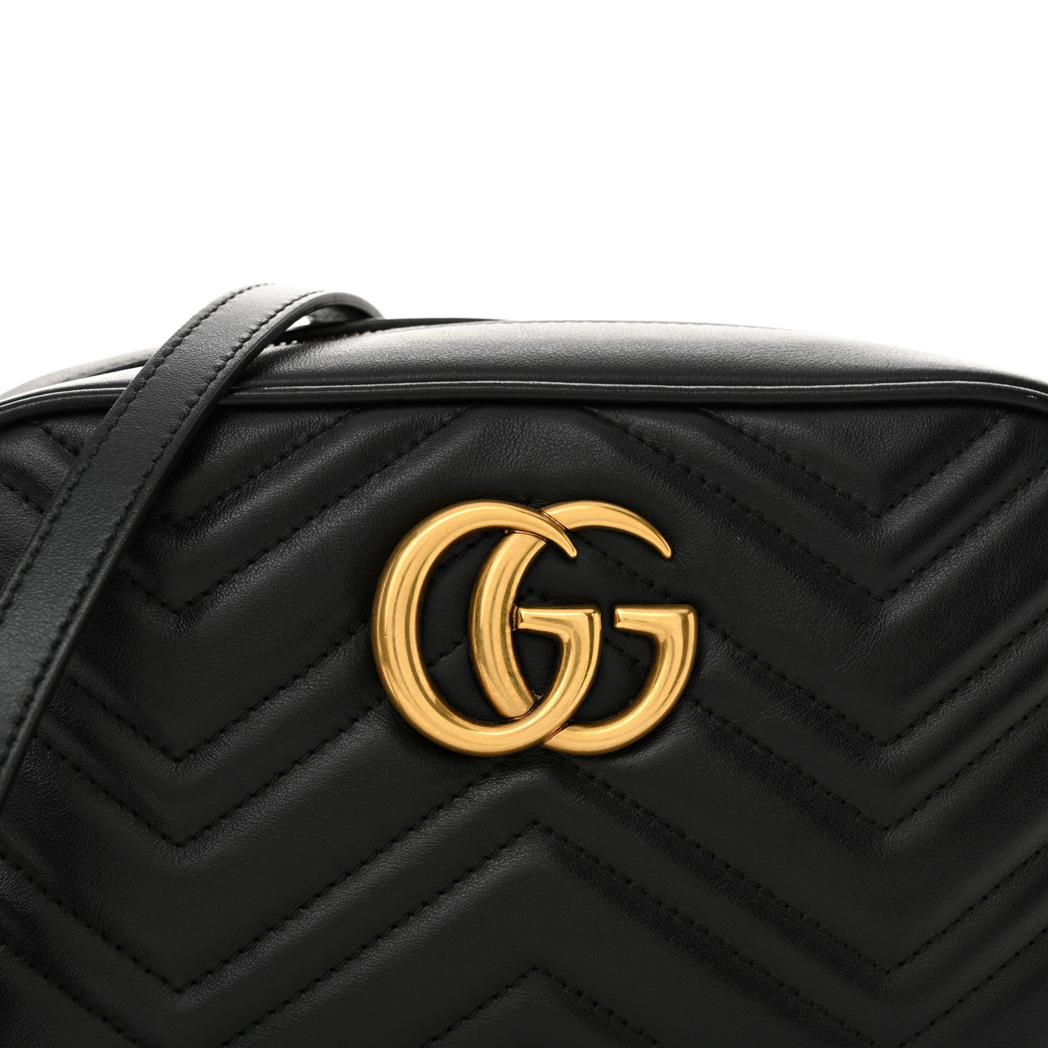 Gucci Calfskin Matelasse Small GG Marmont Chain Shoulder Bag Black 8 of 12