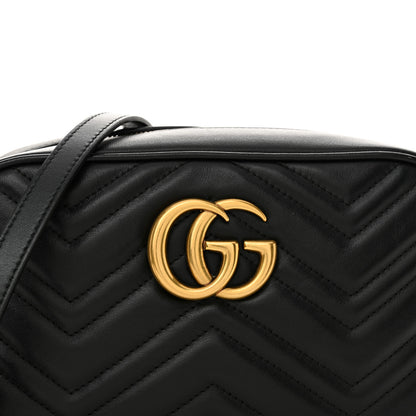 Gucci Calfskin Matelasse Small GG Marmont Chain Shoulder Bag Black 8 of 12