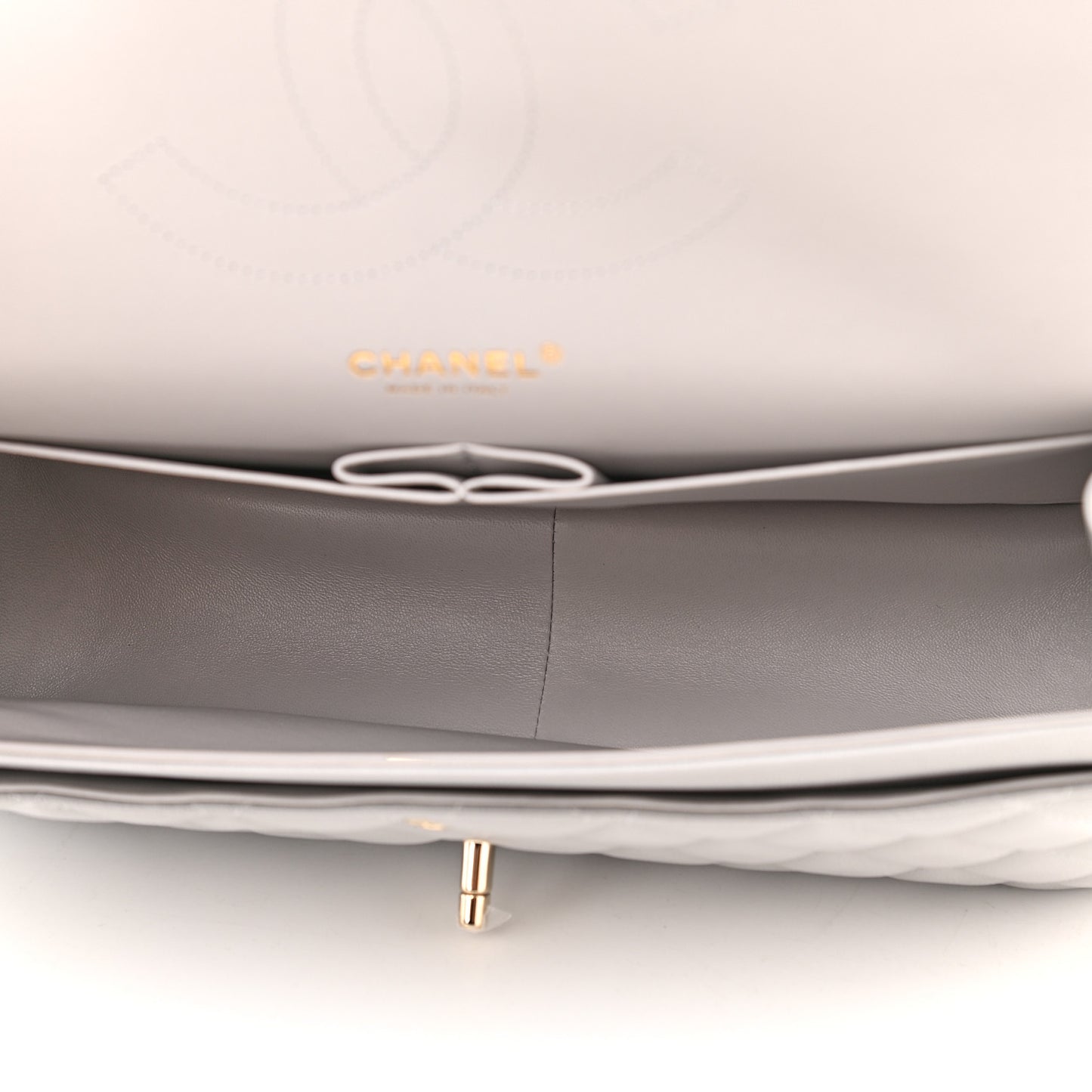 Caviar Quilted Jumbo Double Flap Grey