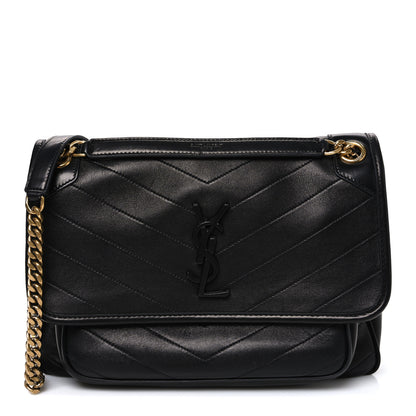 Saint Laurent Lambskin Matelasse Monogram Medium Niki Chain Satchel Black 1 of 10