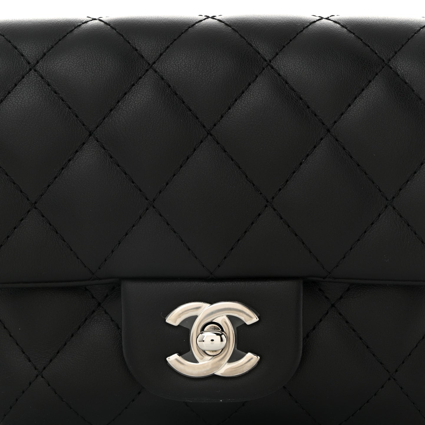 Calfskin Quilted CC Uniform Flap Belt Bag Black