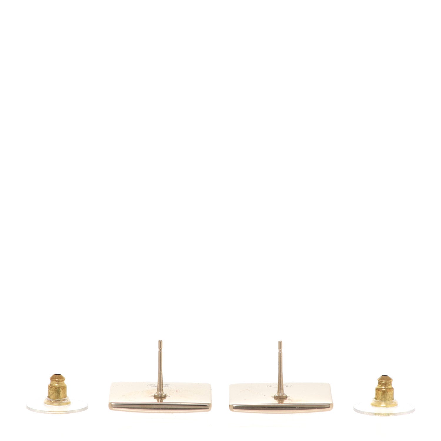 Chanel Metal Enamel CC Square Earrings Gold Black White 3 of 4