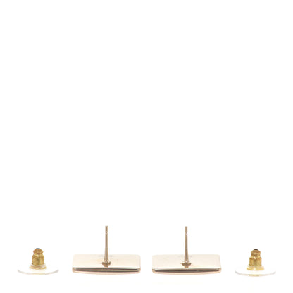 Chanel Metal Enamel CC Square Earrings Gold Black White 3 of 4